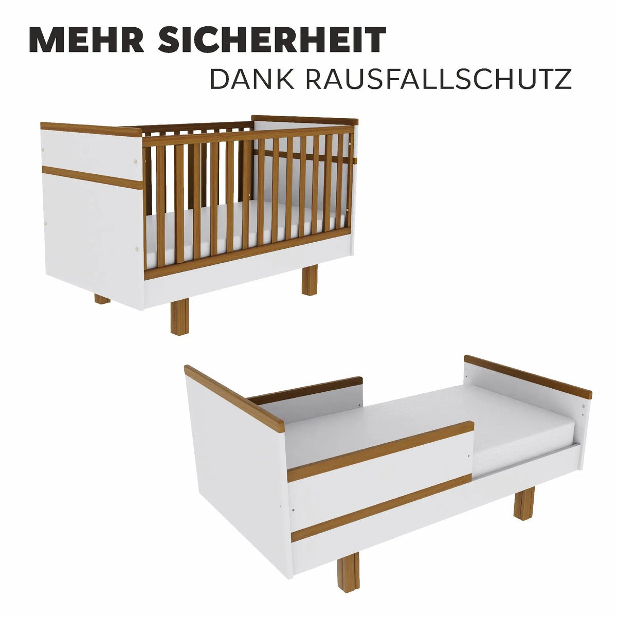 Vilha mitwachsendes Babybett 70x140 cm weiß/natur Vilha