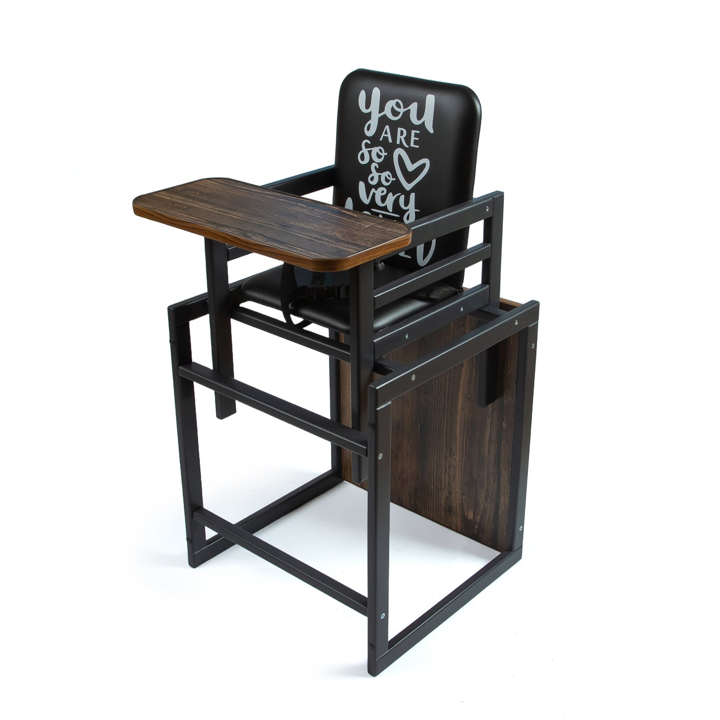 Kombi-Hochstuhl Graphit, 2-in-1 Babyhochstuhl aus Holz - Vilha