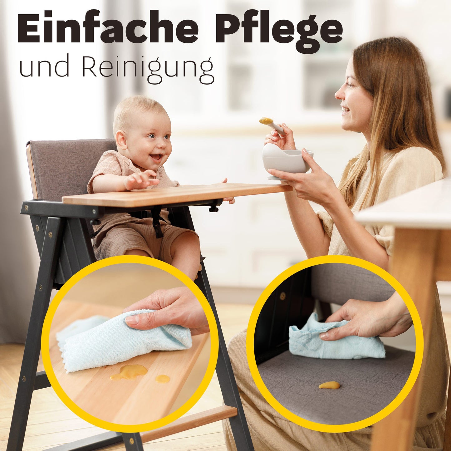 Kinderhochstuhl aus Holz kaufen – Graphit/Holzfarbe – gute Kundenrezensionen.