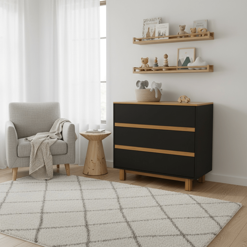 Vilha Babyzimmer Set mit Babybett und Wickelkommode graphit/natur - Vilha kaufen
