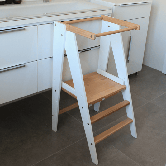 VILHA Klappbarer Lernturm aus Holz weiß/natur - Vilha