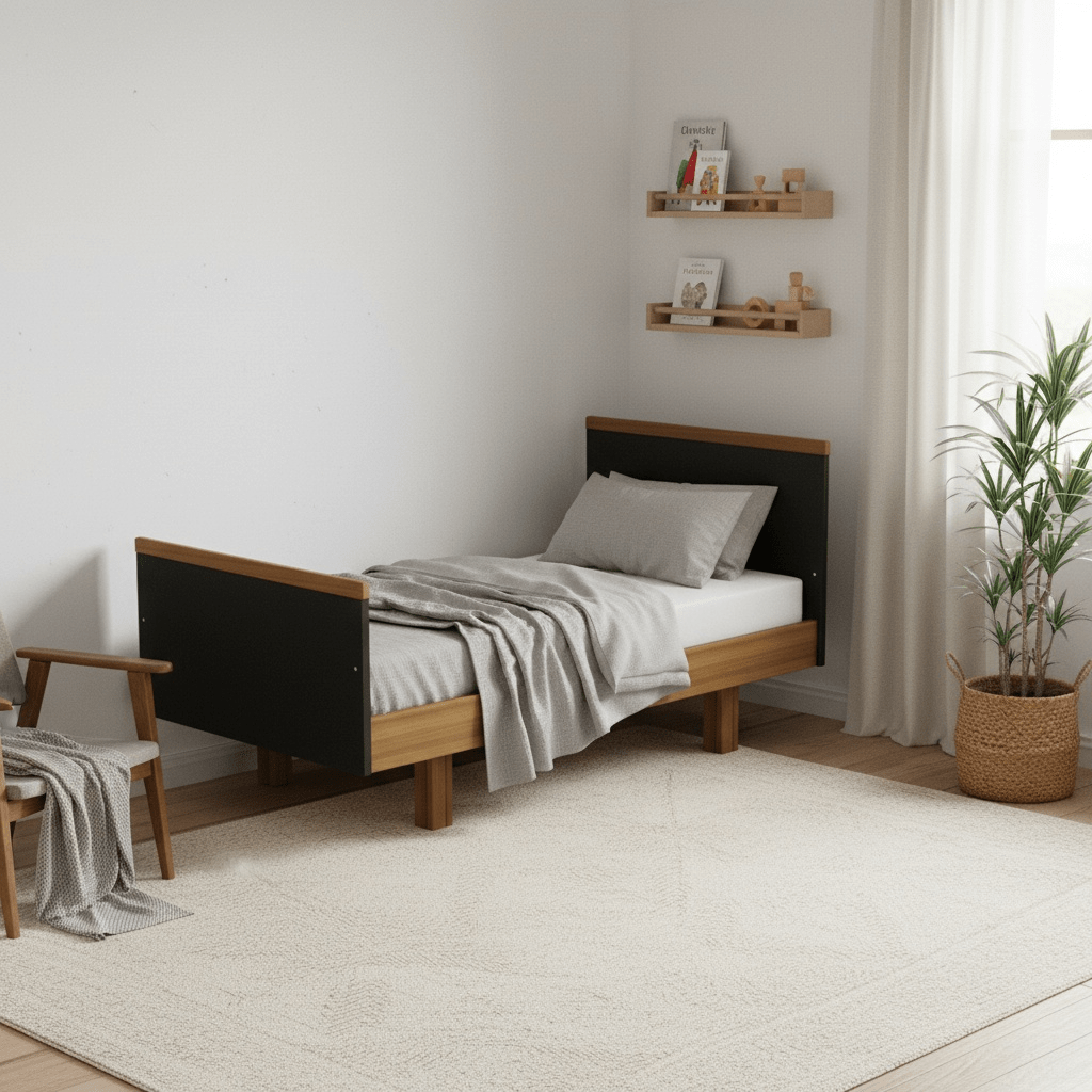 Kinderbett 70x140 cm graphit/natur - Vilha