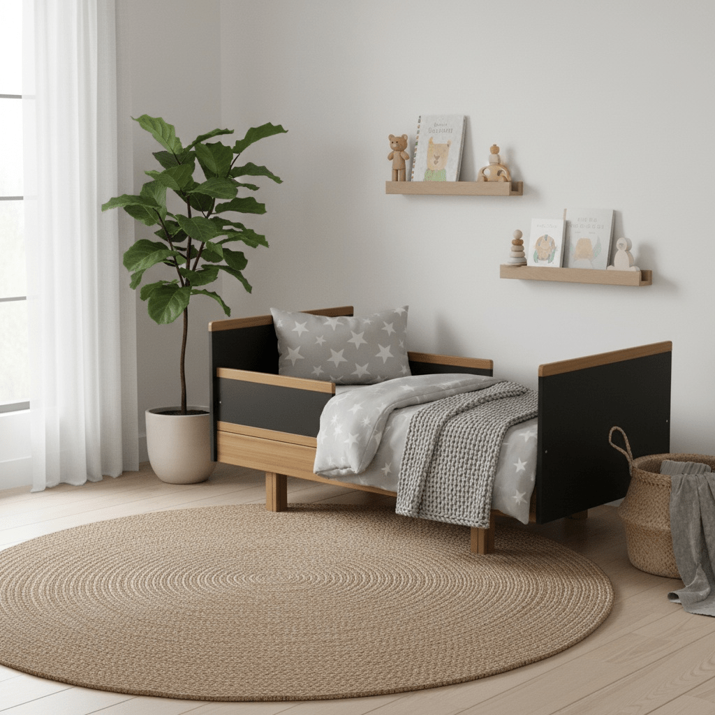 Mitwachsendes Babybett 70x140 cm graphit/natur Vilha
