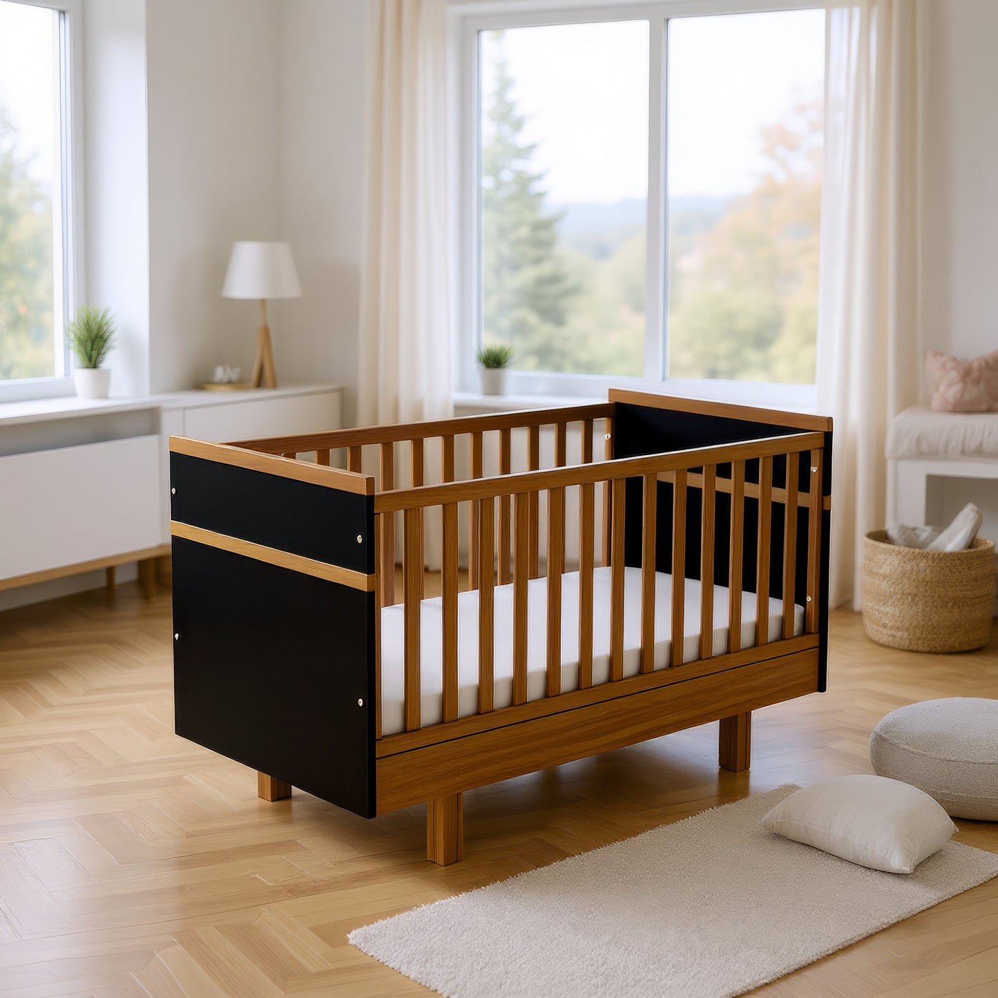 Vilha mitwachsendes Babybett 70x140 cm graphit/natur - Vilha