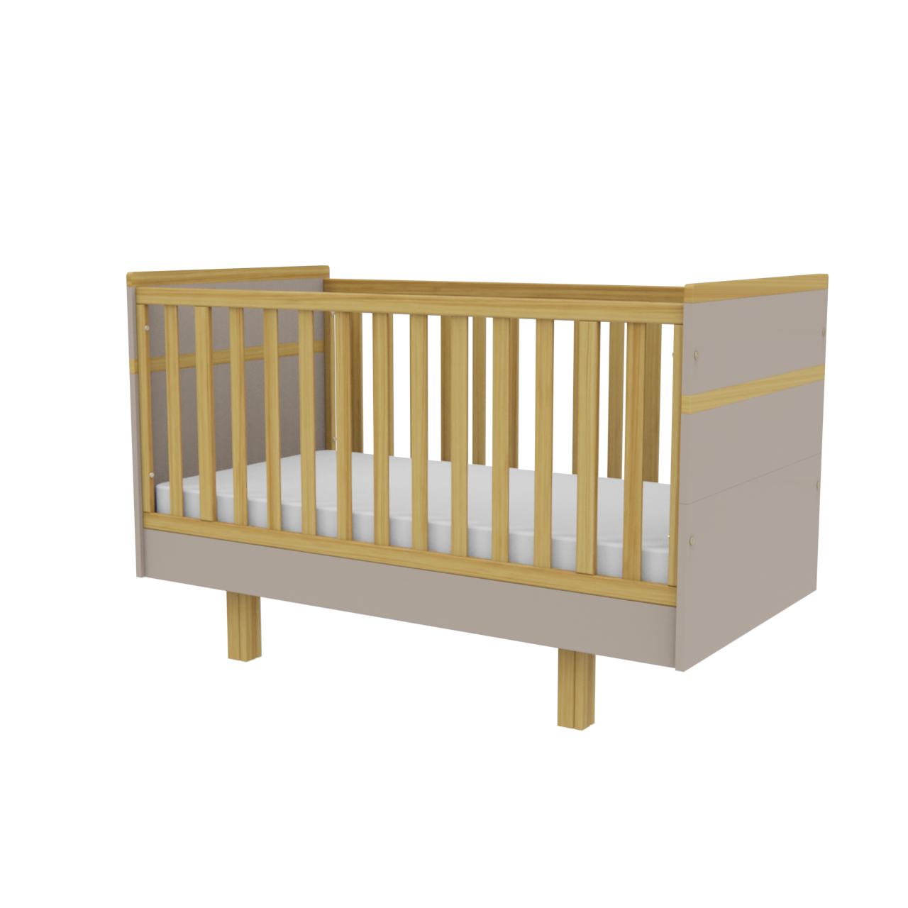 Babyzimmer Set Vilha 2-teilig Lehmgrau | Babybett 70x140 & Wickelkommode