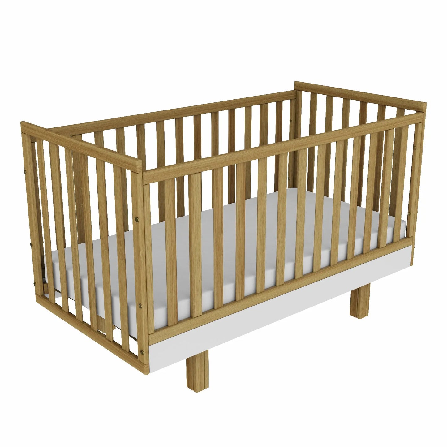 Kinderbett Holz 70x140 natur/weiß – Mitwachsend & Sicher für Ihr Baby Vilha