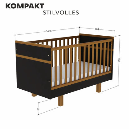 Babybett Kinderbett für 5 Jahre – sicher von Geburt an (graphit/natur) Vilha