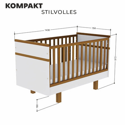 Vilha mitwachsendes Babybett 70x140 cm weiß/natur Vilha