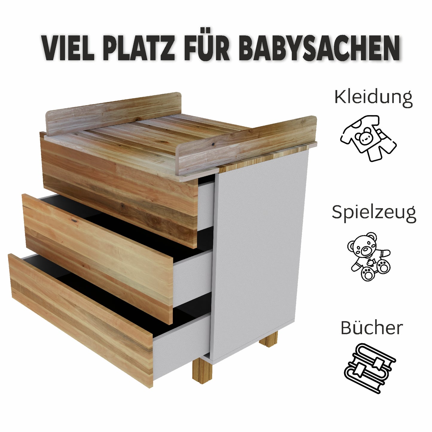 Vilha Kommode 900  weiß/natur