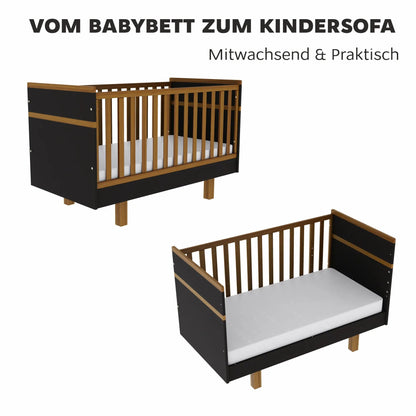 Babybett Kinderbett für 5 Jahre – sicher von Geburt an (graphit/natur) Vilha
