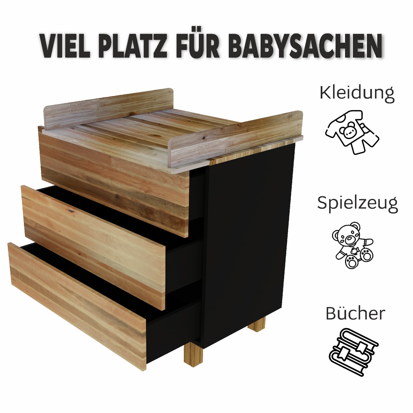 Vilha Kommode 900  graphit/natur