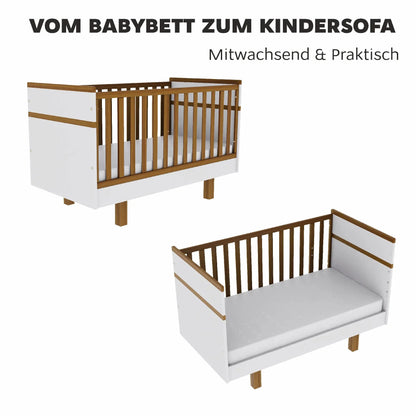 Vilha mitwachsendes Babybett 70x140 cm weiß/natur Vilha