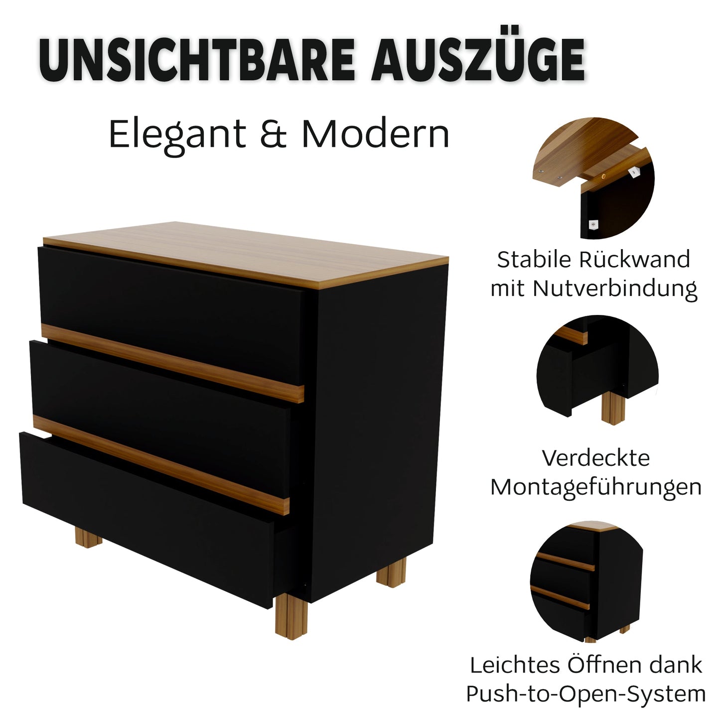 Babyzimmer Vilha Kommode 100 & Babybett 70x140 natur/graphit