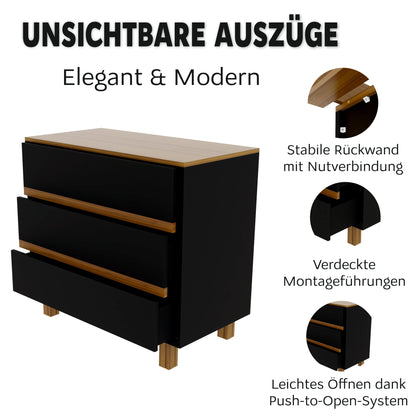 Babyzimmer Vilha Kommode 100 & Babybett 70x140 natur/graphit