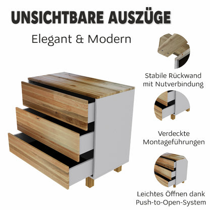 Vilha Kommode 900  weiß/natur