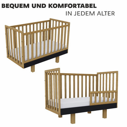 Babybett Holz 60x120 graphit/natur–  Sicherheit und Komfort für Ihr Baby Vilha