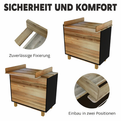 Kinderzimmer Kommode 900 Vilha – Holz Kommode für Babyzimmer & Kinderzimmer graphit/natur Vilha