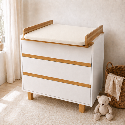Wickelauflagenbezug Vilha 74 × 74 cm – Milchweiß | Spannbezug aus 95 % Bio-Baumwolle (Copy)