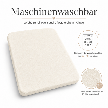 Milchweißer Spannbezug für Wickelauflage, maschinenwaschbar und pflegeleicht für den täglichen Wickelbereich