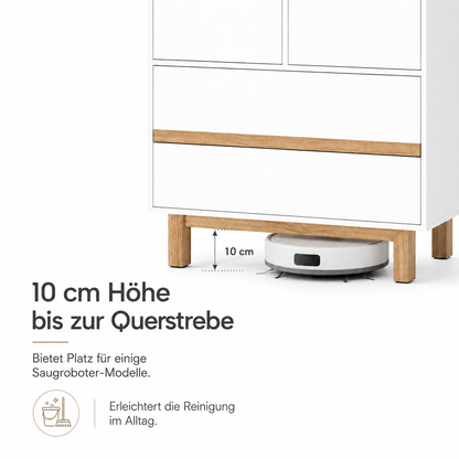 VILHA Kinderkleiderschrank mit erhöhten Holzfüßen und 10 cm Freiraum bis zur Querstrebe für einfache Bodenreinigung