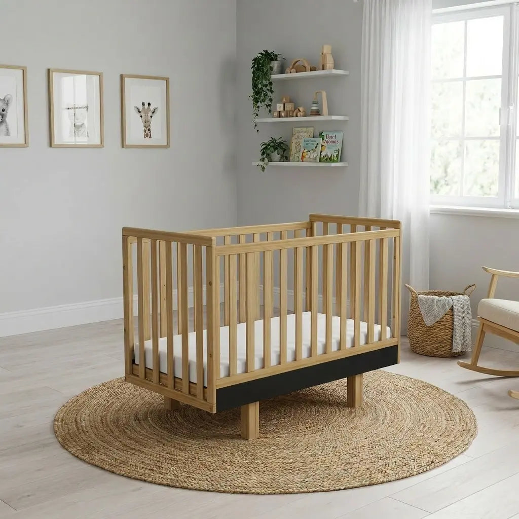 Babybett Holz 60x120 graphit/natur–  Sicherheit und Komfort für Ihr Baby Vilha