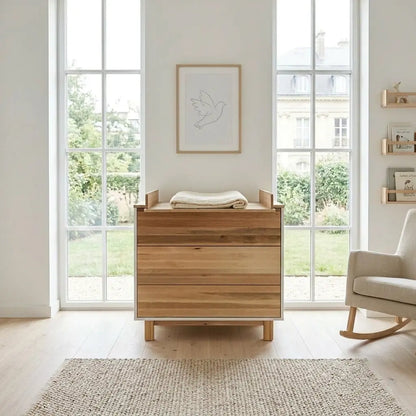 Kinderzimmer Kommode 900 Vilha – Holz Kommode Weiß/Natur für Babyzimmer & Kinderzimmer Vilha