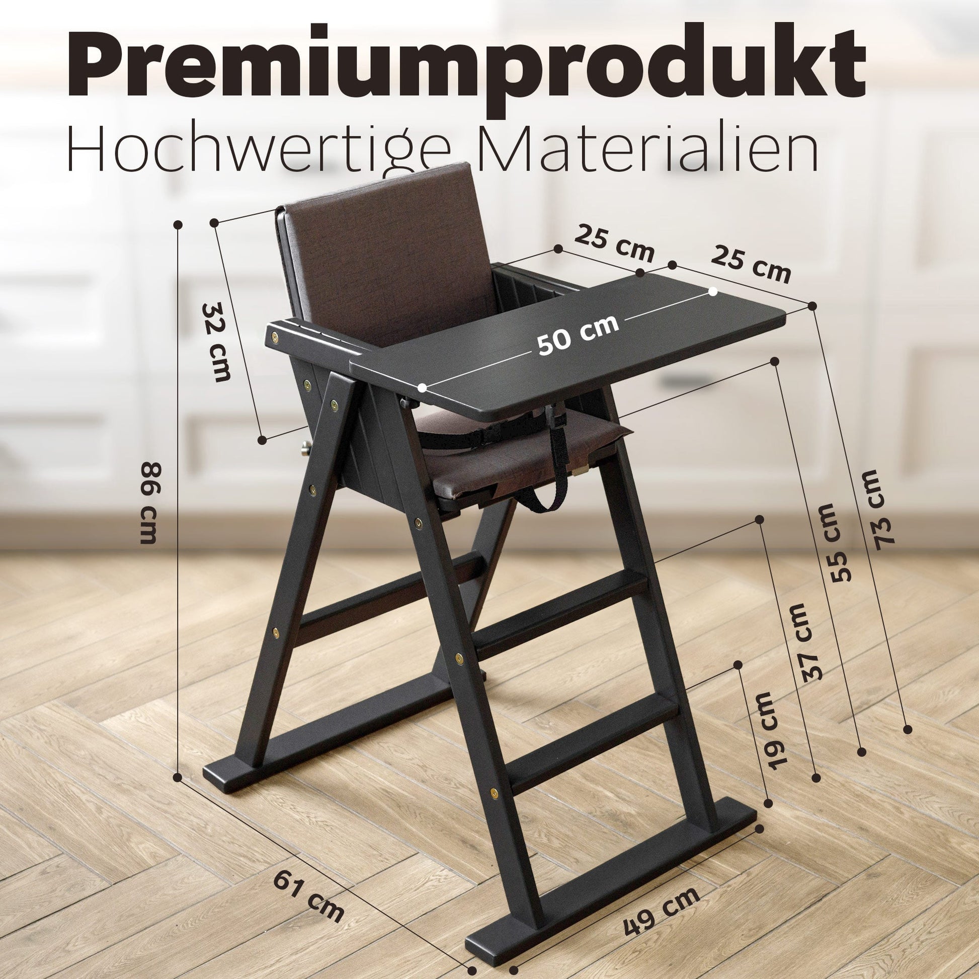 Kinderhochstuhl Step Up 101, Hochstuhl Baby aus Holz, graphit - Vilha