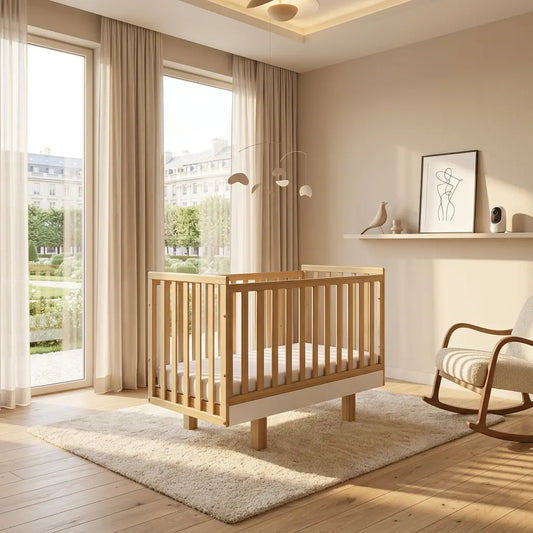 Babybett Holz 60x120 weiss/natur–  Sicherheit und Komfort für Ihr Baby Vilha