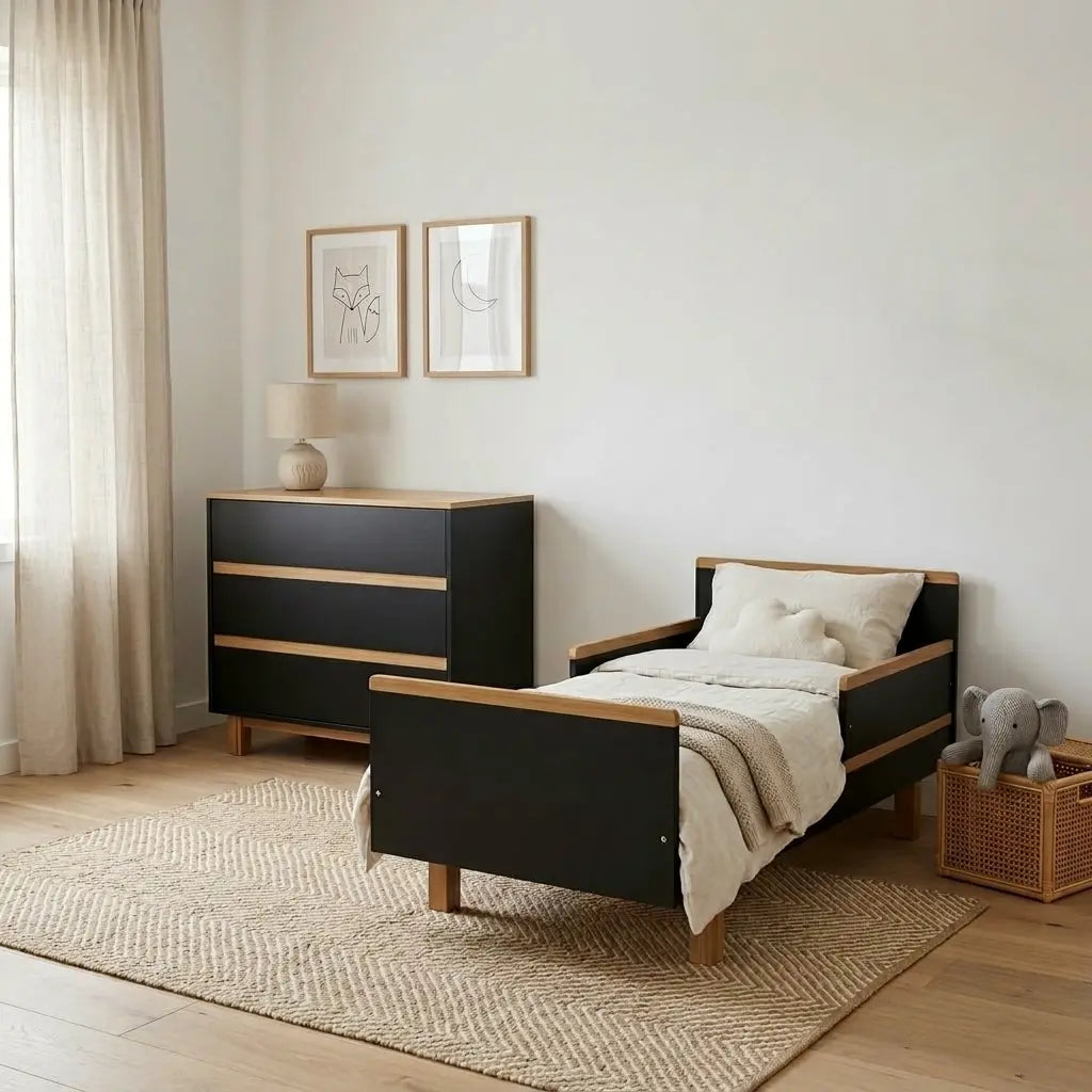 Babybett Kinderbett für 5 Jahre – sicher von Geburt an (graphit/natur) Vilha