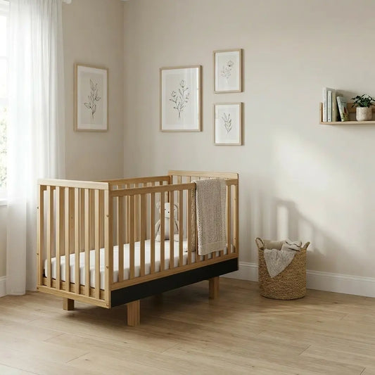 Babybett Holz 60x120 graphit/natur–  Sicherheit und Komfort für Ihr Baby Vilha