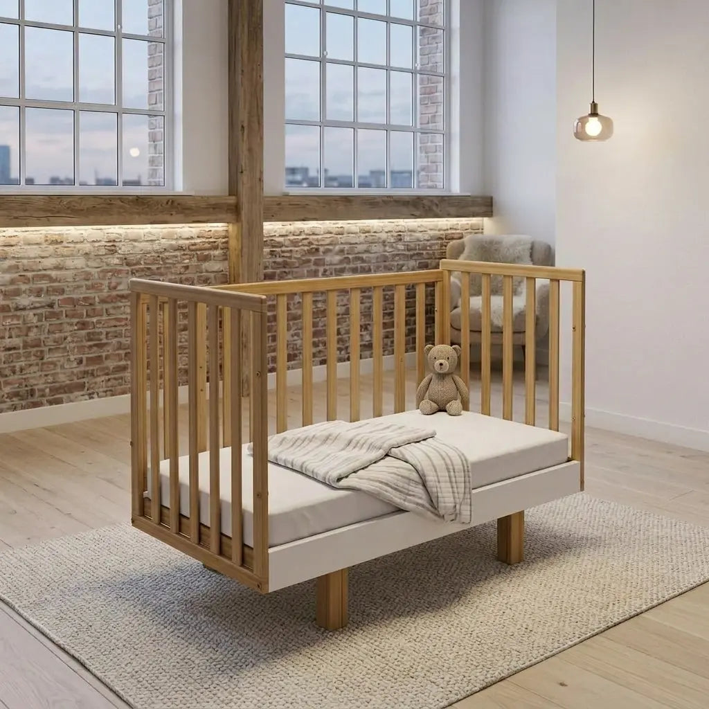 Babybett Holz 60x120 weiss/natur–  Sicherheit und Komfort für Ihr Baby Vilha