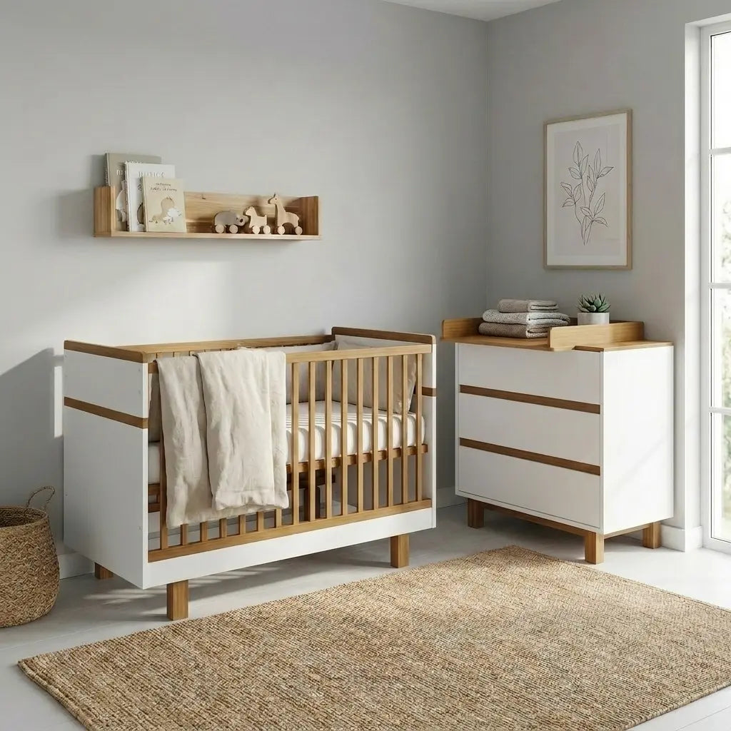 Babyzimmer Komplettset Vilha weiß/natur Vilha