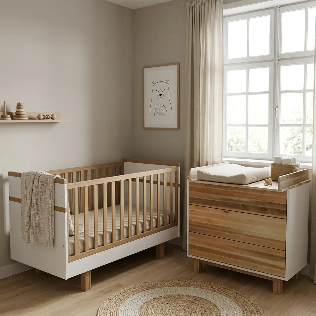 Vilha mitwachsendes Babybett 70x140 cm weiß/natur Vilha