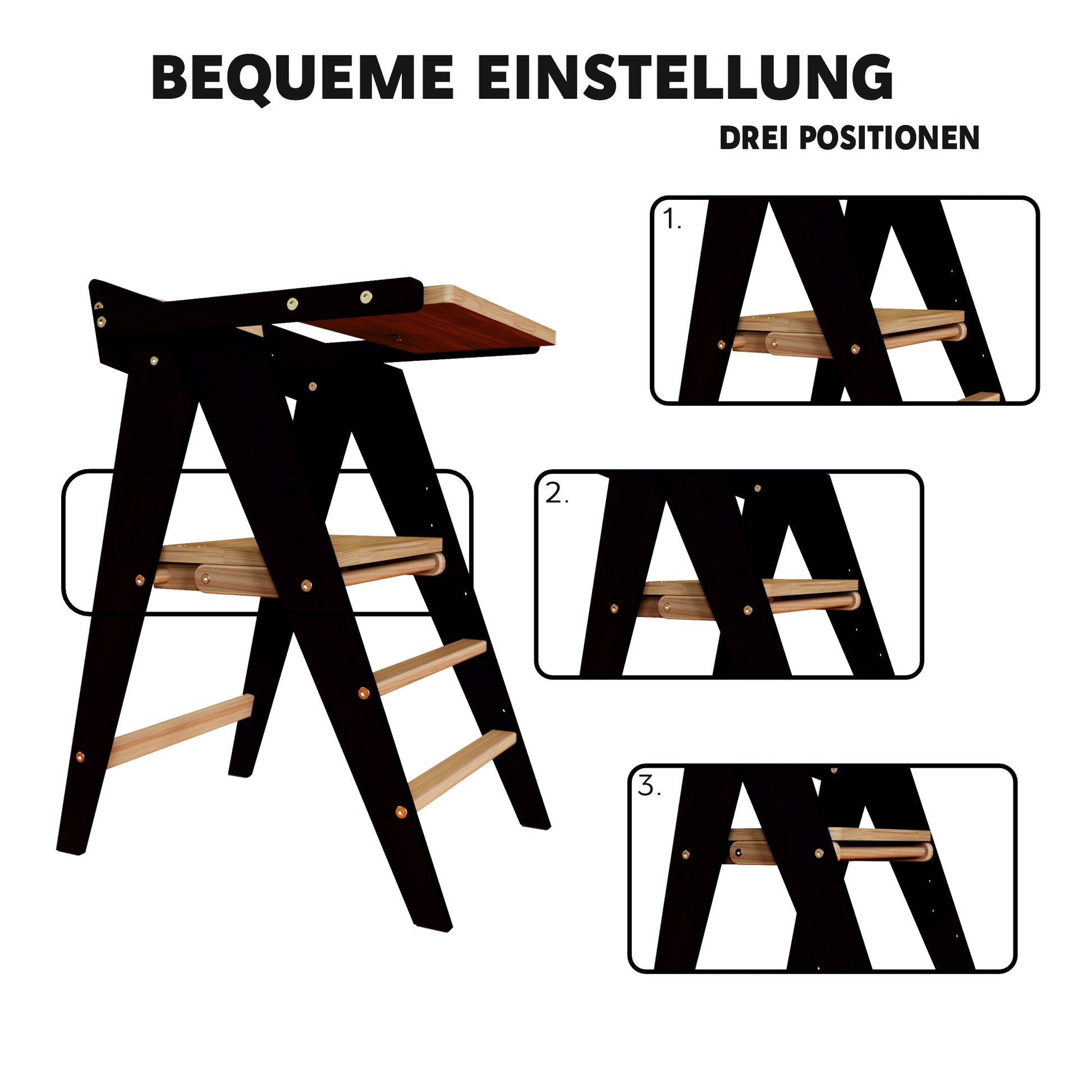 Vilha Babyhochstuhl HOKU klappbar aus Massivholz graphit/natur - Vilha