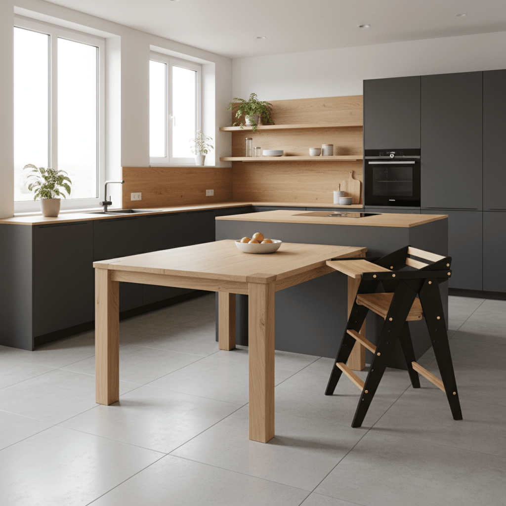 Vilha Babyhochstuhl HOKU klappbar aus Massivholz graphit/natur - Vilha