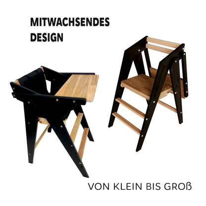 Vilha Babyhochstuhl HOKU klappbar aus Massivholz graphit/natur - Vilha