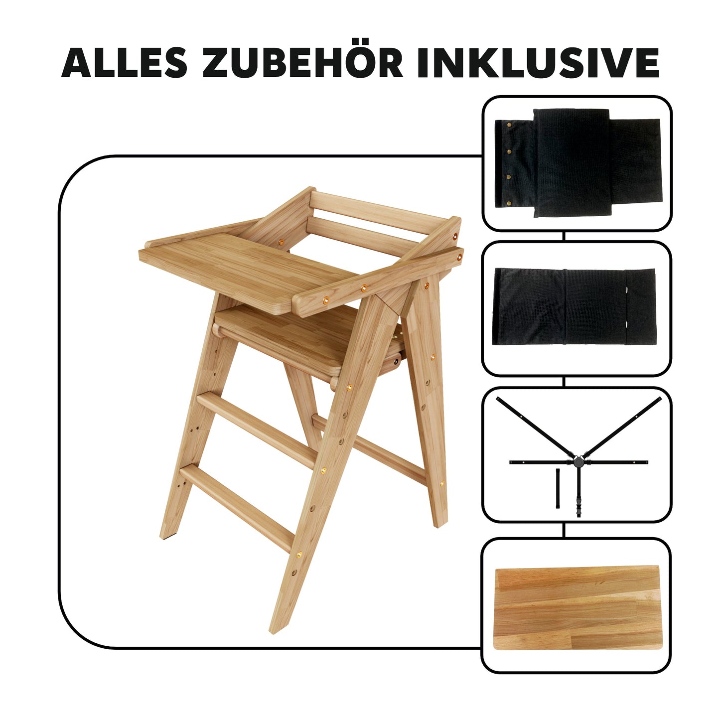 Vilha Babyhochstuhl HOKU klappbar aus Massivholz natur - Vilha