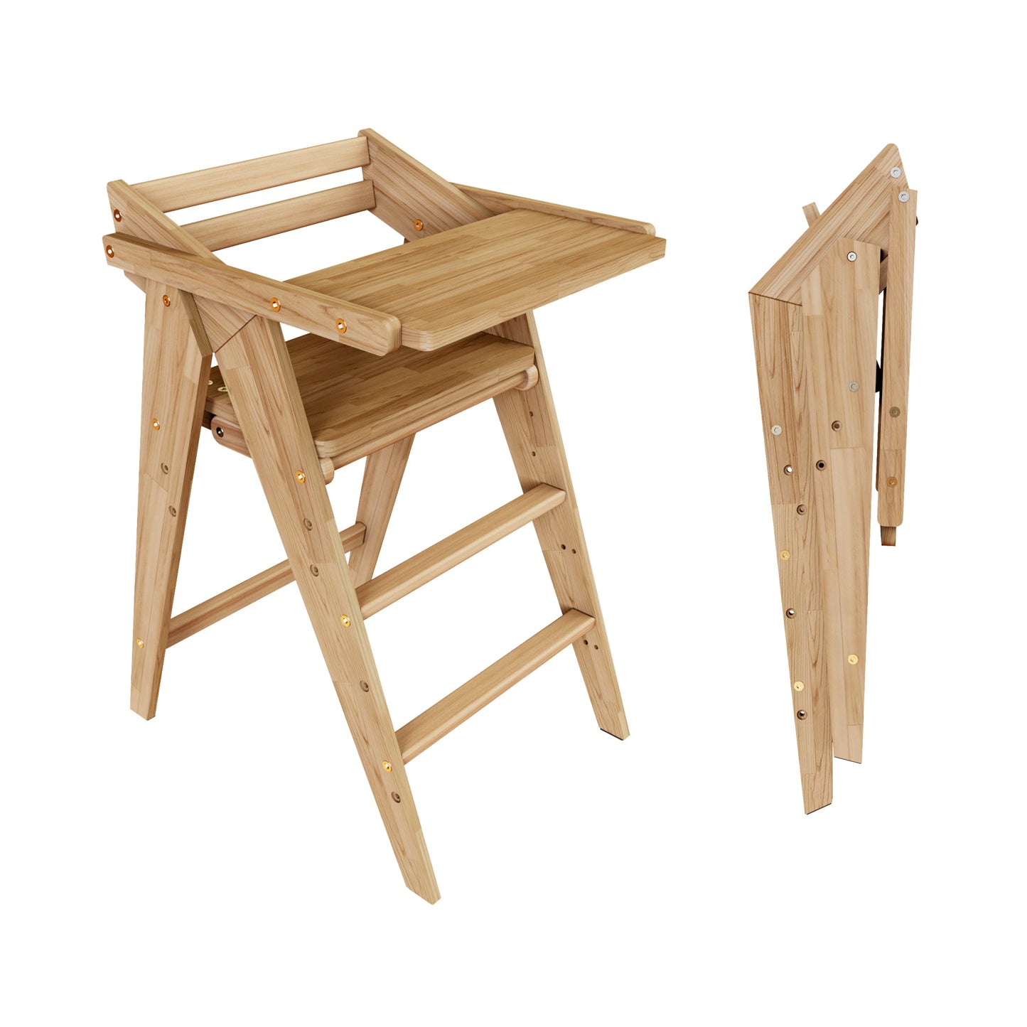 Vilha Babyhochstuhl HOKU klappbar aus Massivholz natur - Vilha