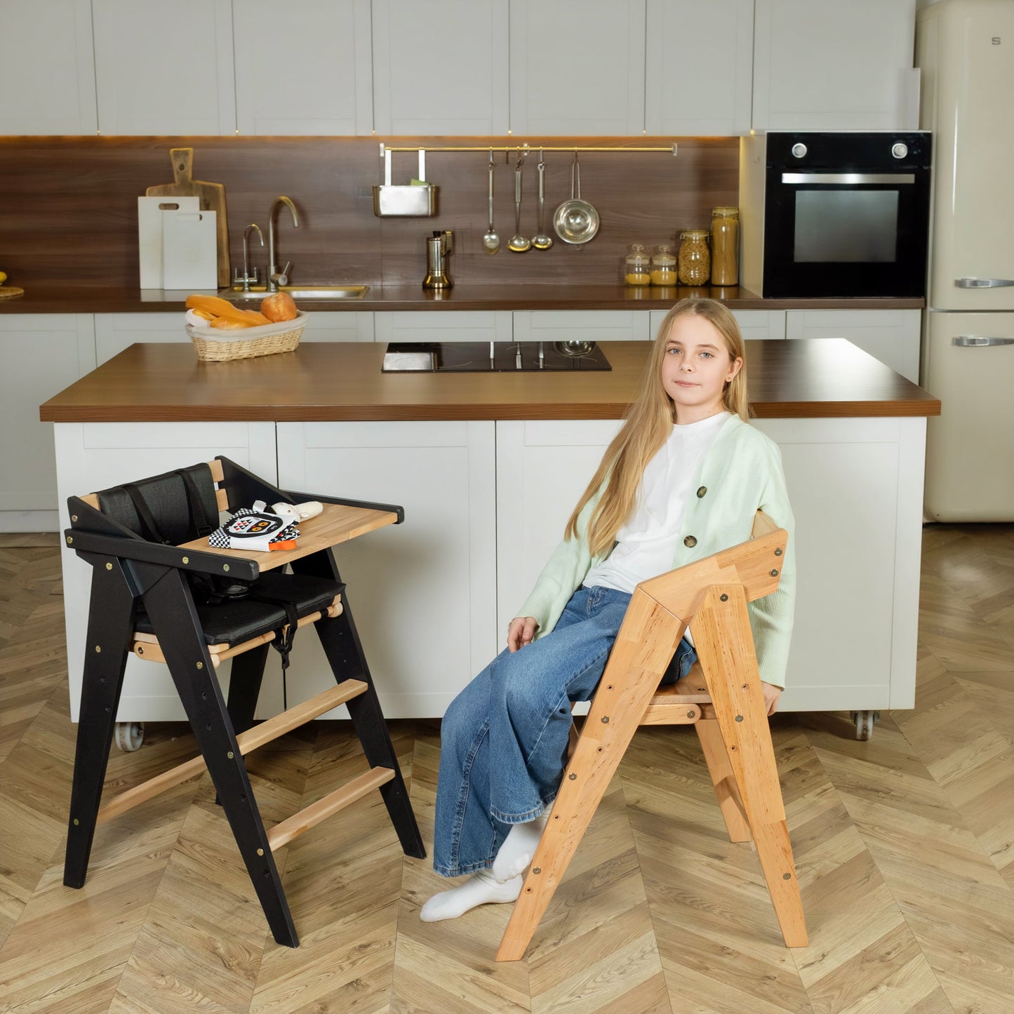 Vilha Babyhochstuhl HOKU klappbar aus Massivholz natur - Vilha