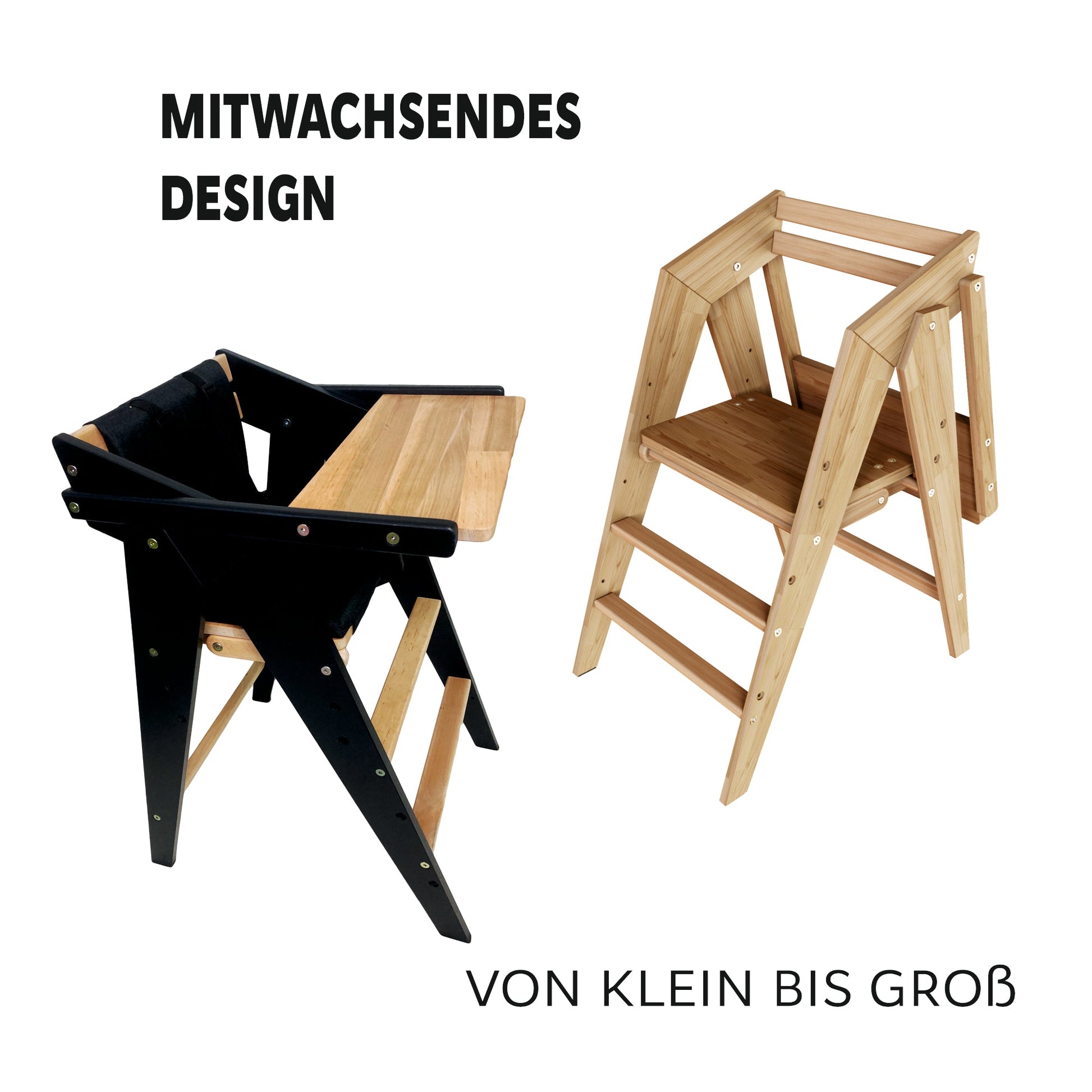 Vilha Babyhochstuhl HOKU klappbar aus Massivholz natur - Vilha
