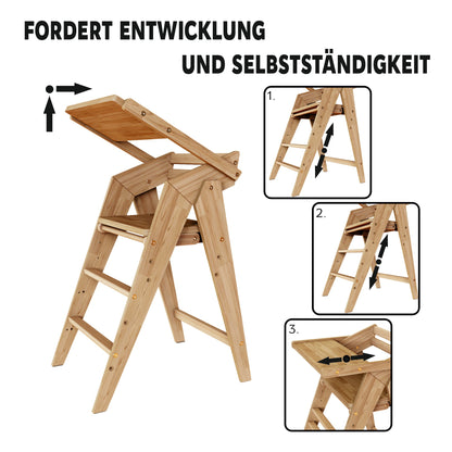 Vilha Babyhochstuhl HOKU klappbar aus Massivholz natur - Vilha