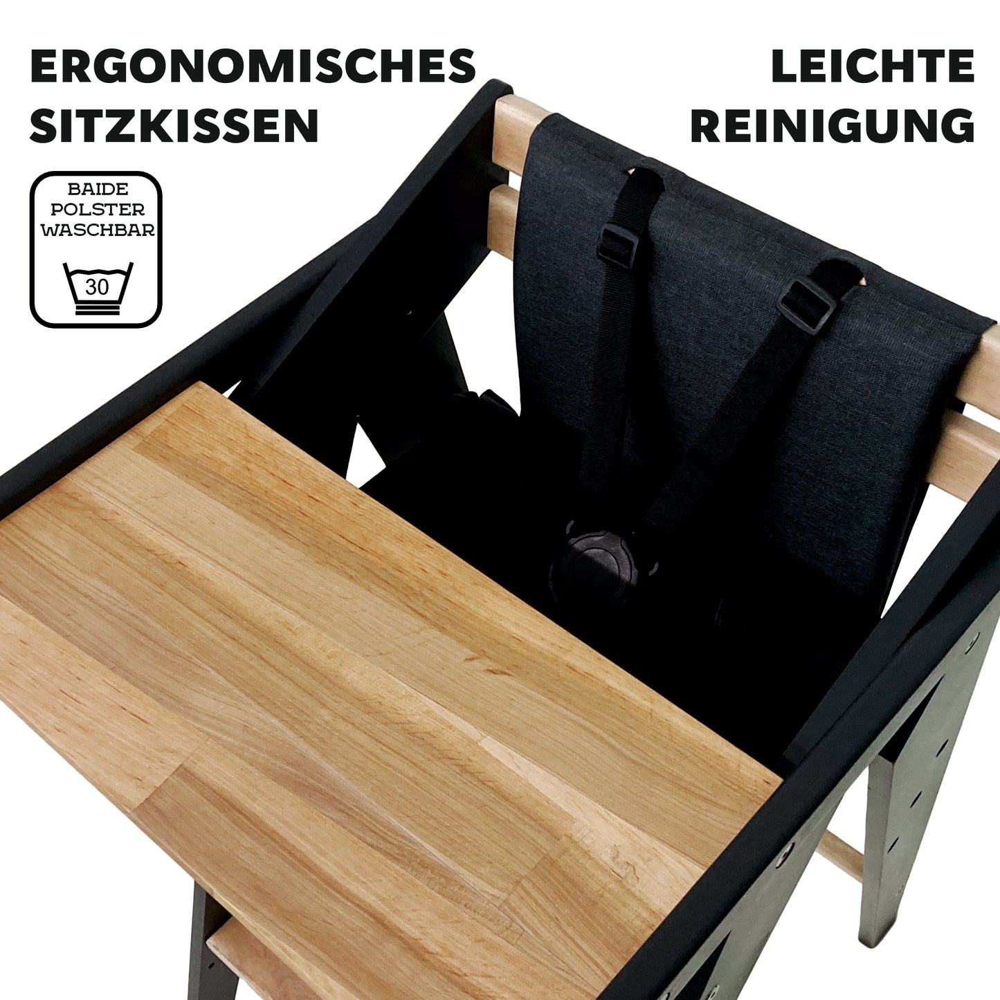 Vilha Babyhochstuhl HOKU klappbar aus Massivholz natur - Vilha