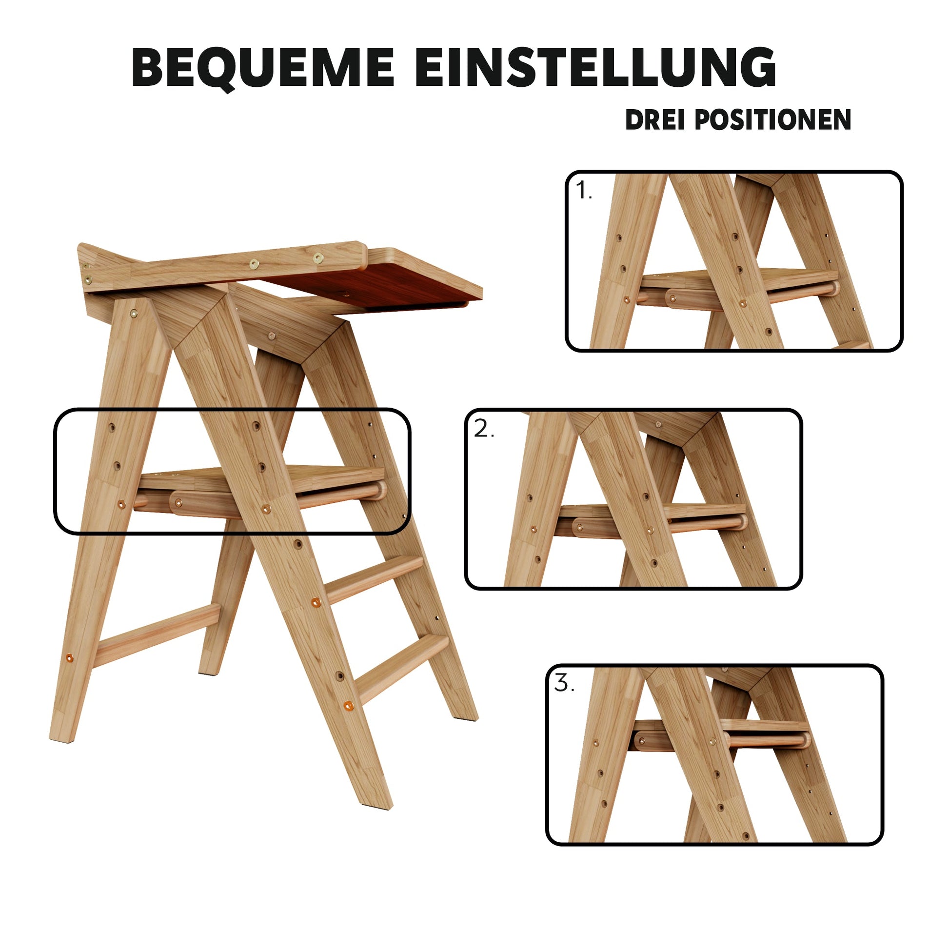 Vilha Babyhochstuhl HOKU klappbar aus Massivholz natur - Vilha