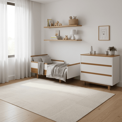 Babyzimmer Set mit Babybett und Wickelkommode weiß/natur - Vilha