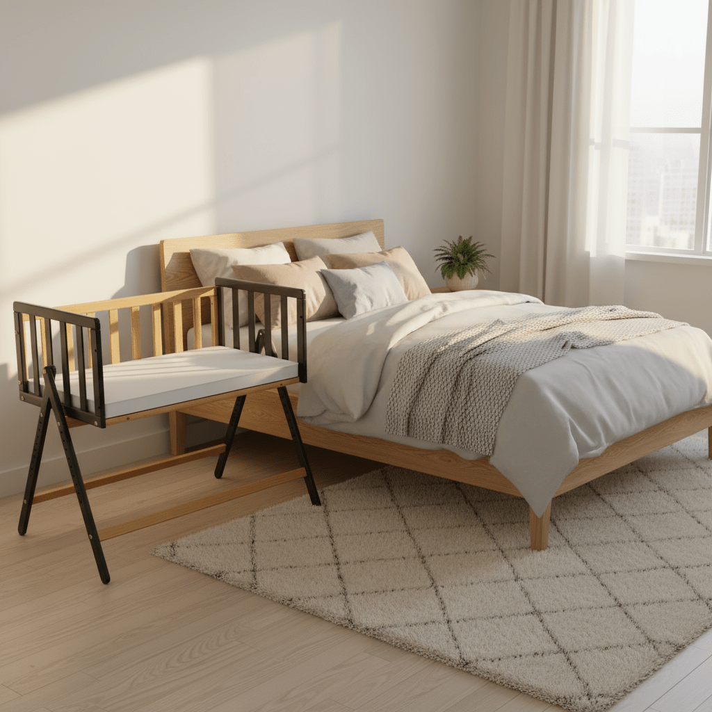 Vilha Beistellbett aus Holz Graphit/natur - Vilha