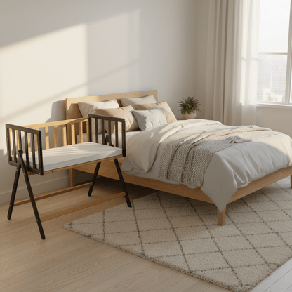 Vilha Beistellbett aus Holz Graphit/natur - Vilha