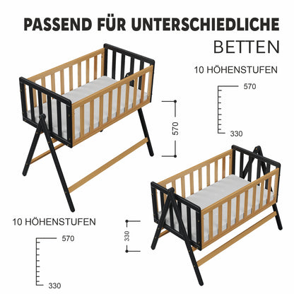 Vilha Beistellbett aus Holz Graphit/natur - Vilha
