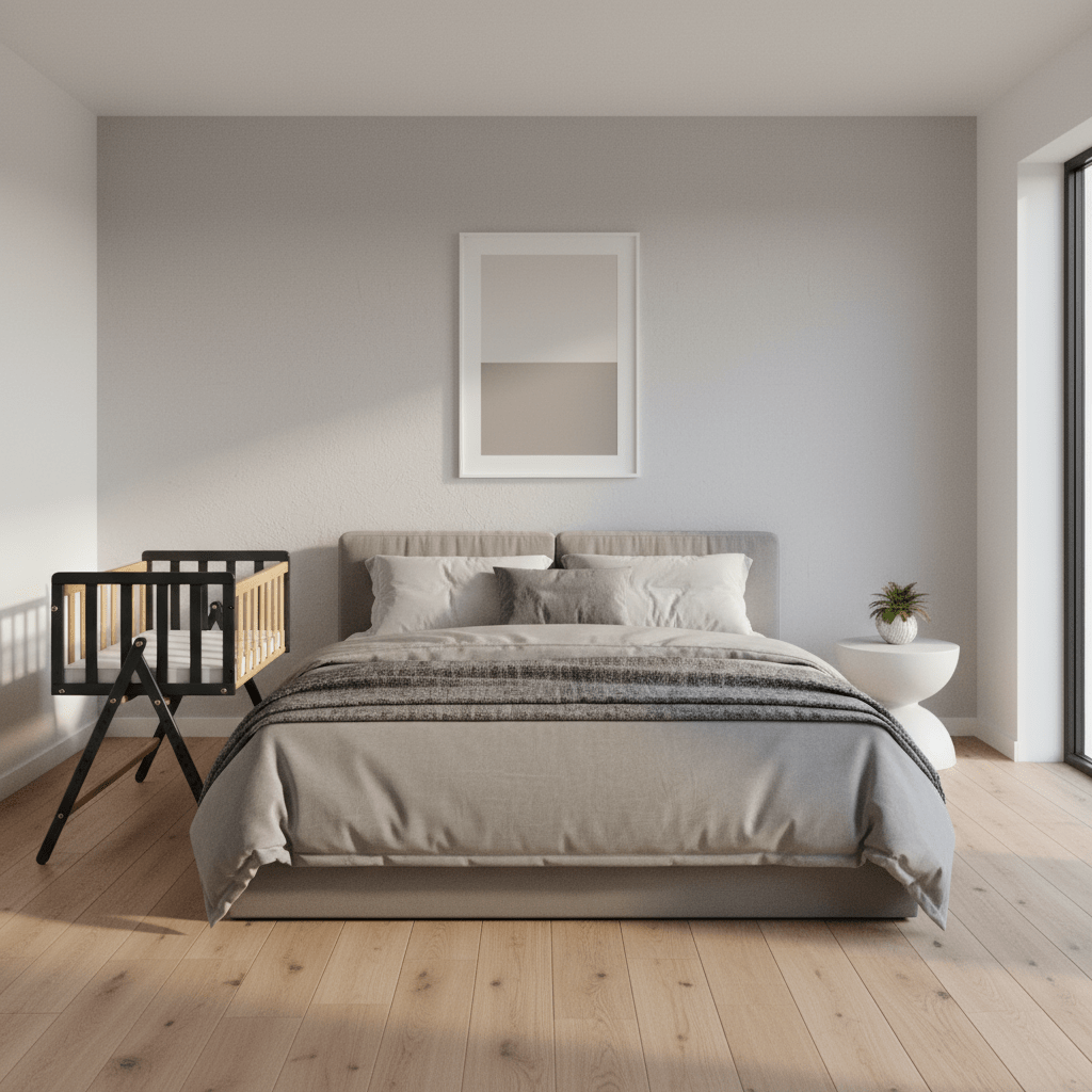 Vilha Beistellbett aus Holz Graphit/natur - Vilha