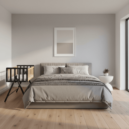 Vilha Beistellbett aus Holz Graphit/natur - Vilha