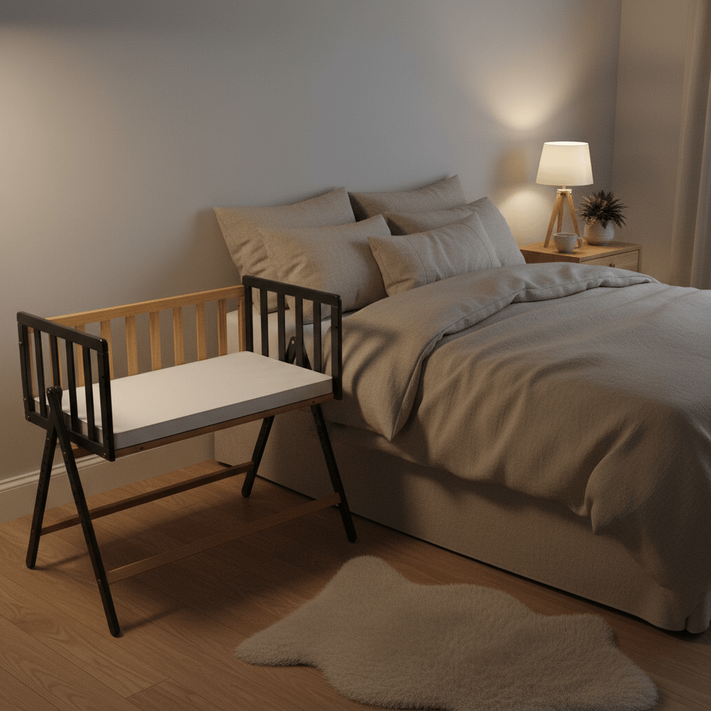 Vilha Beistellbett aus Holz Graphit/natur - Vilha